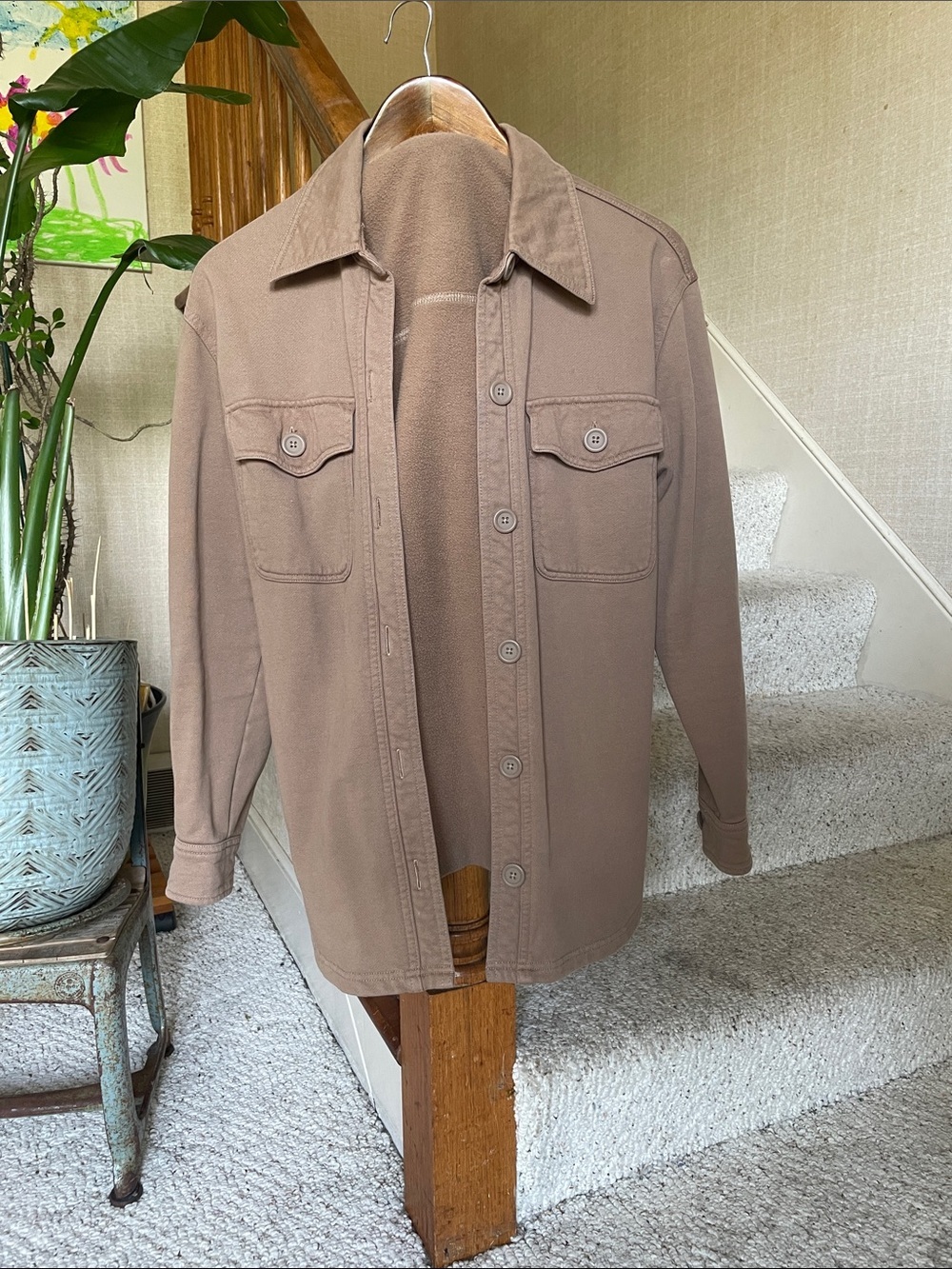 Good American Classic Oversized Button-Front Women's Jacket in Brown